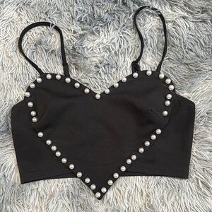 SHEIN Black Embellished Camisole Crop Top